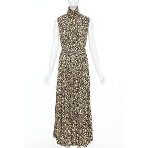 OLD CELINE Phoebe Philo 2016 Runway yellow black floral hi neck dress FR36 S